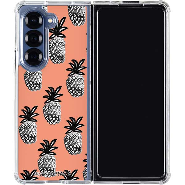 Bouffants and Broken Hearts Gray Scale Pineapple Galaxy Z Fold7 Clear Case