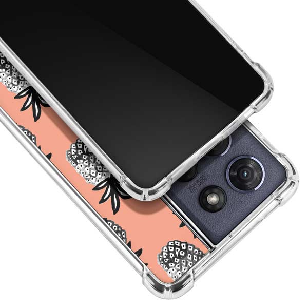 Bouffants and Broken Hearts Gray Scale Pineapple Moto G 5G (2025) Clear Case