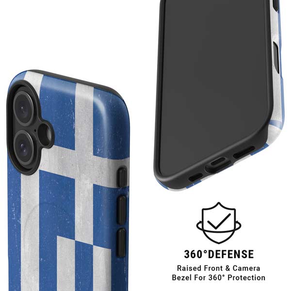 Greece Flag Distressed iPhone 16 Magsafe Impact Case