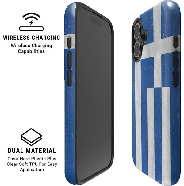 Greece Flag Distressed iPhone 16 Magsafe Impact Case