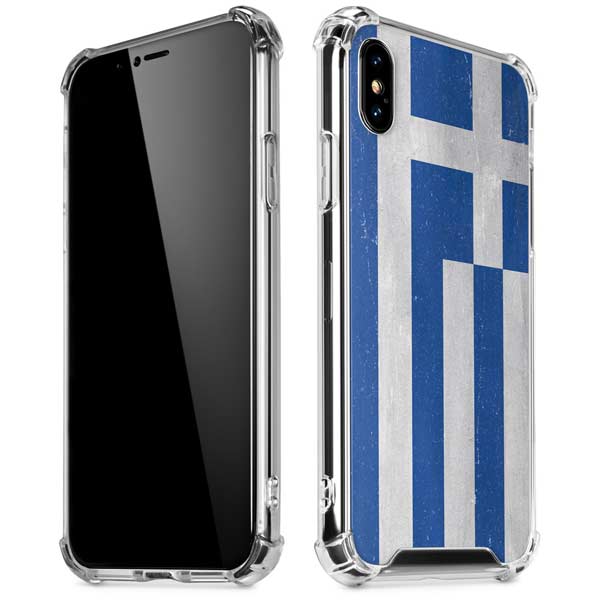 Greece Flag Distressed iPhone X/XS Clear Case
