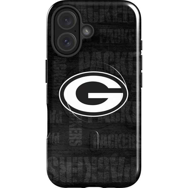 NFL Green Bay Packers Black & White iPhone 16 Magsafe Impact Case