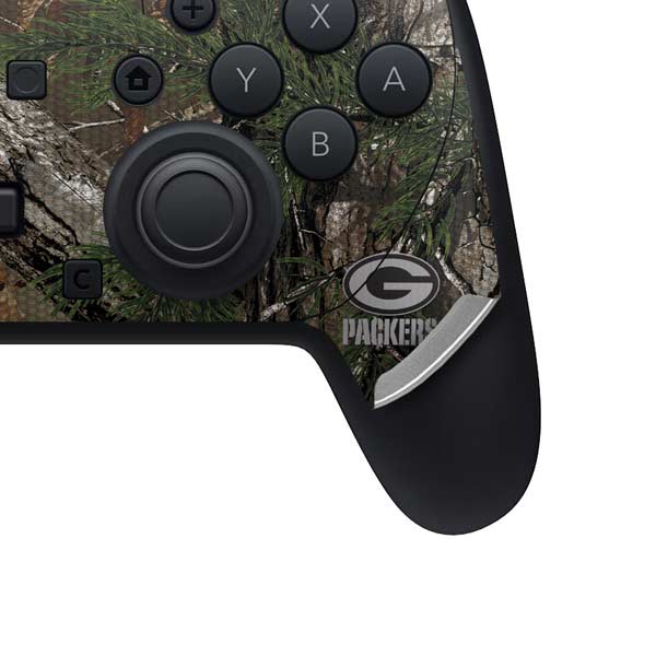 NFL Green Bay Packers Realtree Xtra Green Camo Nintendo Switch 2 (2025) Pro Controller Skin