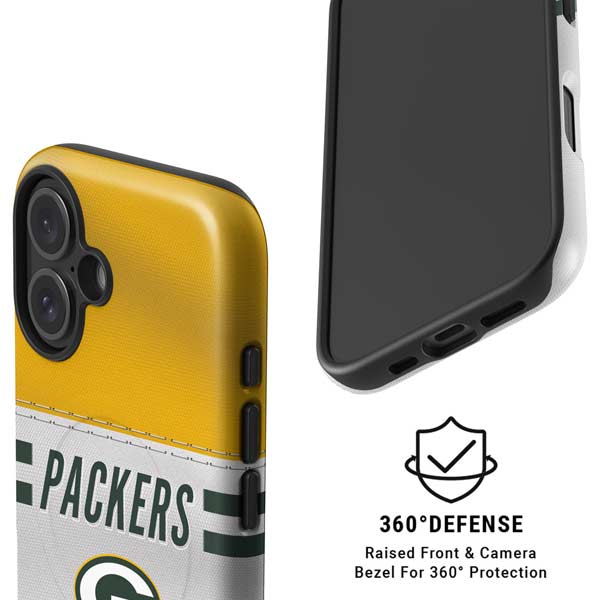 NFL Green Bay Packers White Striped iPhone 16 Magsafe Impact Case