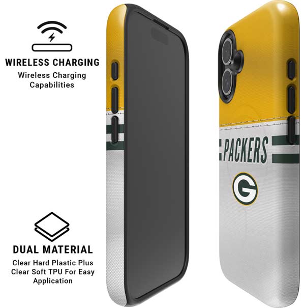 NFL Green Bay Packers White Striped iPhone 16 Magsafe Impact Case