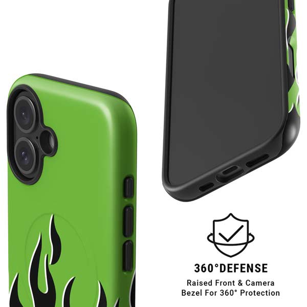 Green Flames iPhone 16 Plus Magsafe Impact Case
