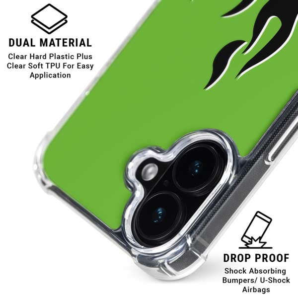 Green Flames iPhone 17 Clear Case