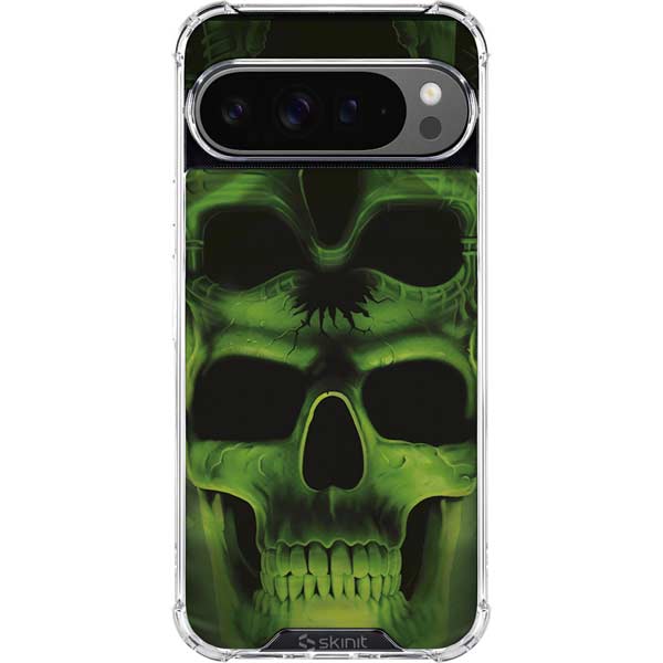 Liquid Blue Green Skulls Google Pixel 10 Pro XL Clear Case