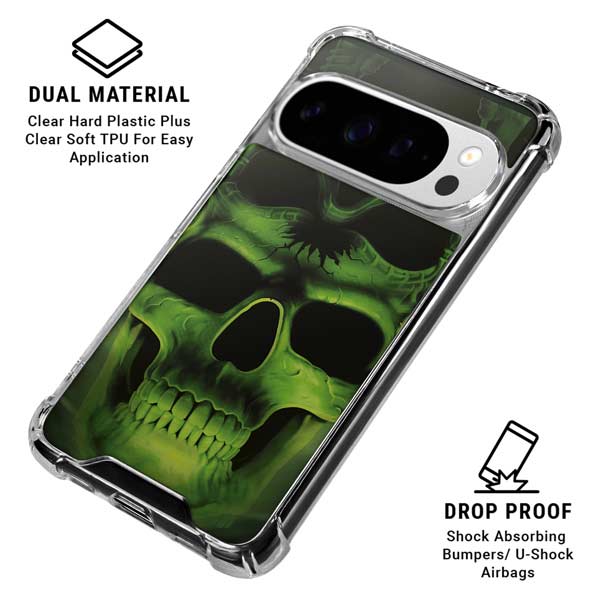 Liquid Blue Green Skulls Google Pixel 10 Pro XL Clear Case