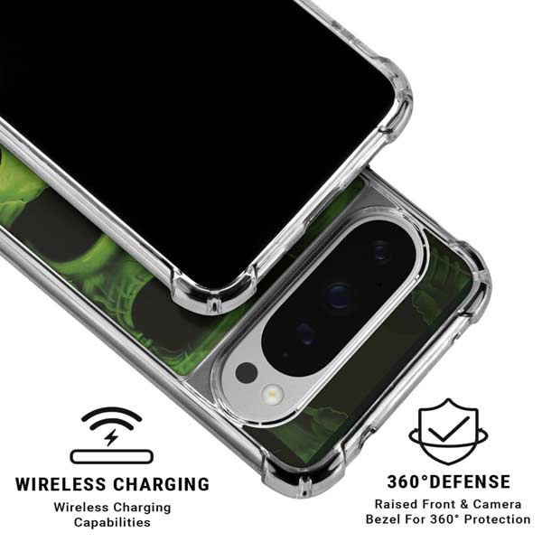 Liquid Blue Green Skulls Google Pixel 10 Pro XL Clear Case