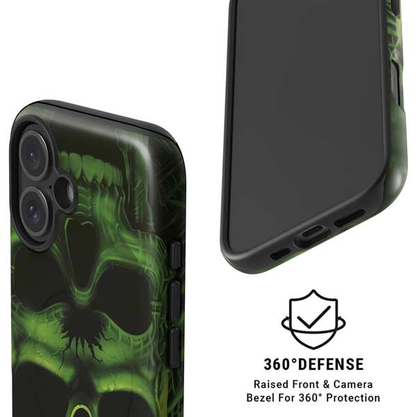 Liquid Blue Green Skulls iPhone 16 Magsafe Impact Case