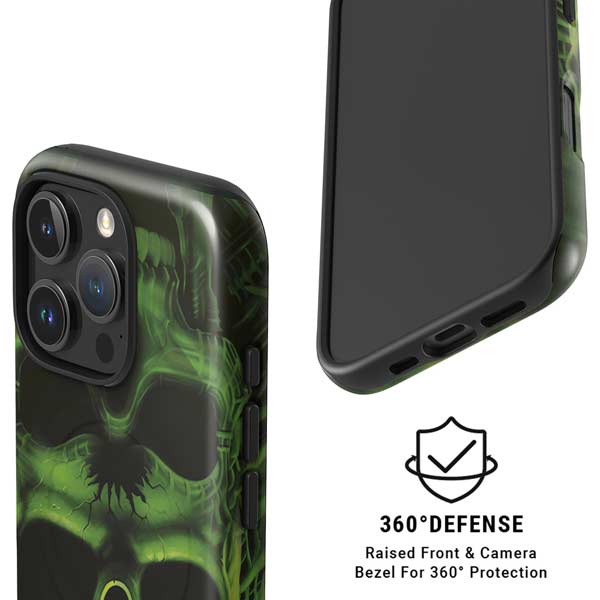 Liquid Blue Green Skulls iPhone 16 Pro Max Magsafe Impact Case