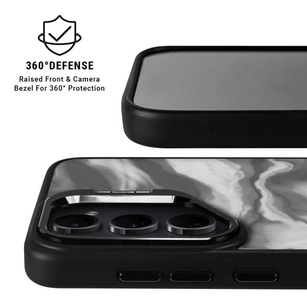Grey Marble Ink Galaxy S26 Kickstand Case