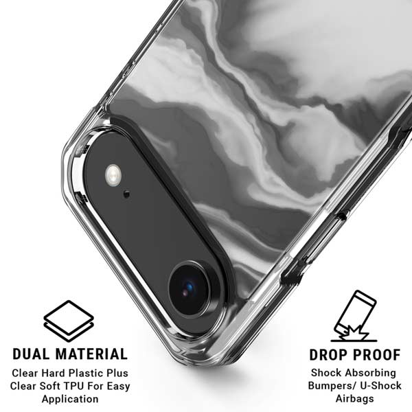 Grey Marble Ink iPhone 17 Air Clear Case