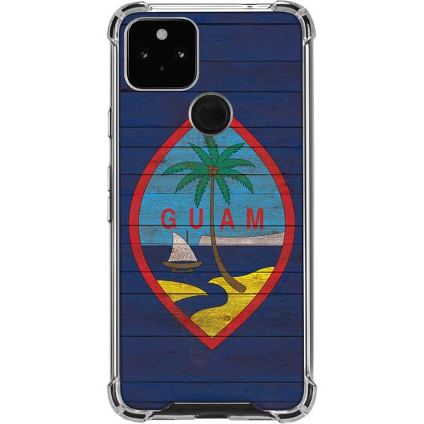Guam Flag Dark Wood Pixel Cases