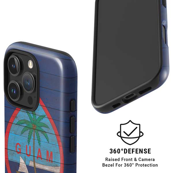 Guam Flag Dark Wood iPhone 16 Pro Magsafe Impact Case