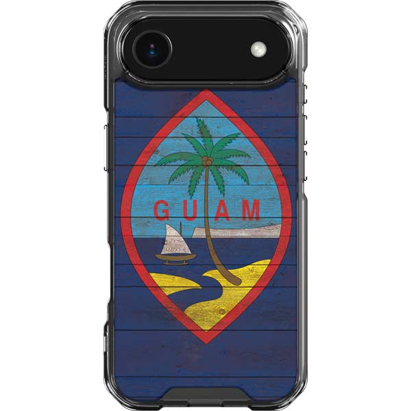 Guam Flag Dark Wood iPhone 17 Air Clear Case