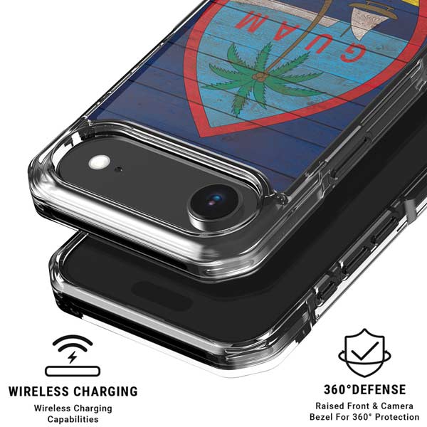 Guam Flag Dark Wood iPhone 17 Air Clear Case