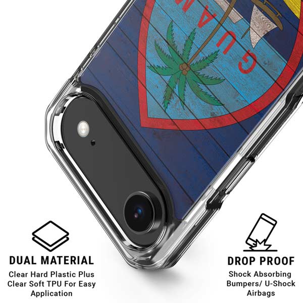 Guam Flag Dark Wood iPhone 17 Air Clear Case