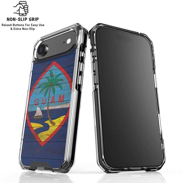 Guam Flag Dark Wood iPhone 17 Air Clear Case