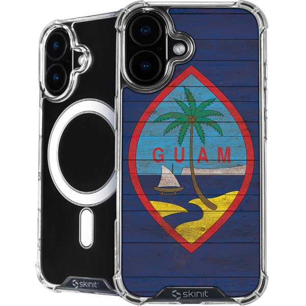 Guam Flag Dark Wood iPhone 17 MagSafe Case