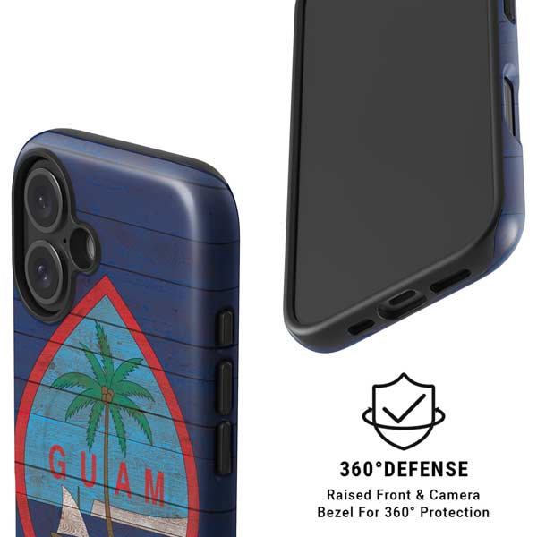 Guam Flag Dark Wood iPhone 17 Magsafe Impact Case