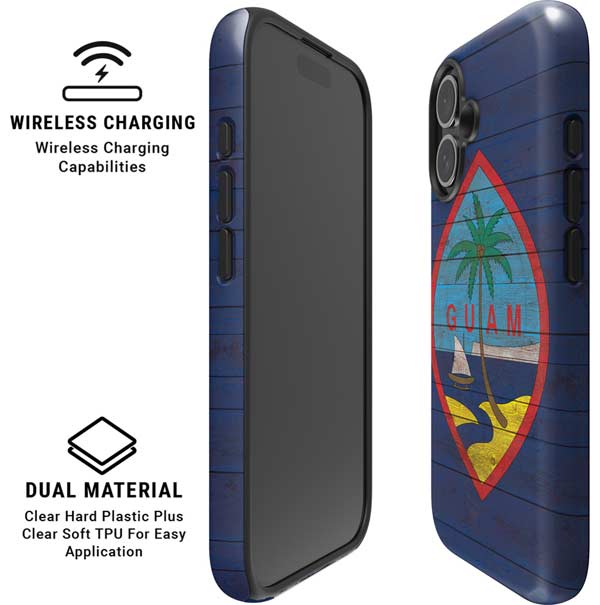 Guam Flag Dark Wood iPhone 17 Magsafe Impact Case