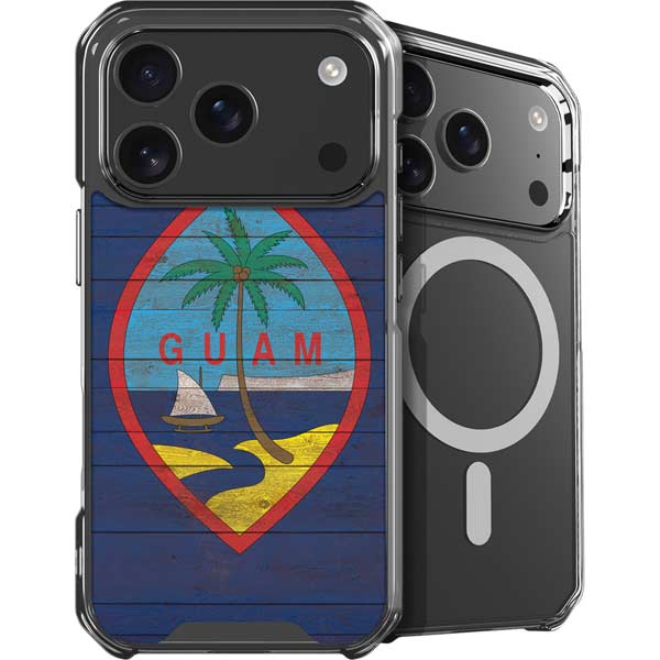 Guam Flag Dark Wood iPhone 17 Pro Max MagSafe Case