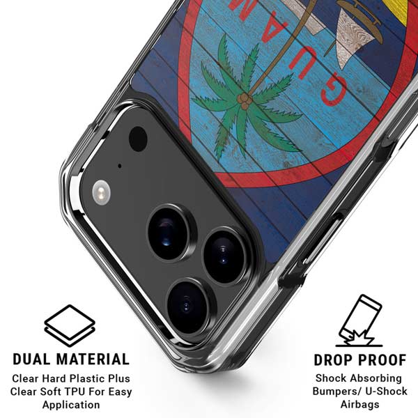 Guam Flag Dark Wood iPhone 17 Pro Max MagSafe Case