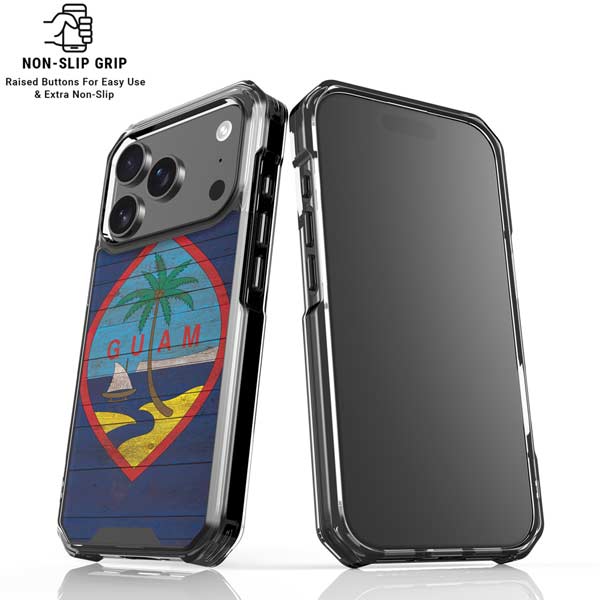 Guam Flag Dark Wood iPhone 17 Pro Max MagSafe Case