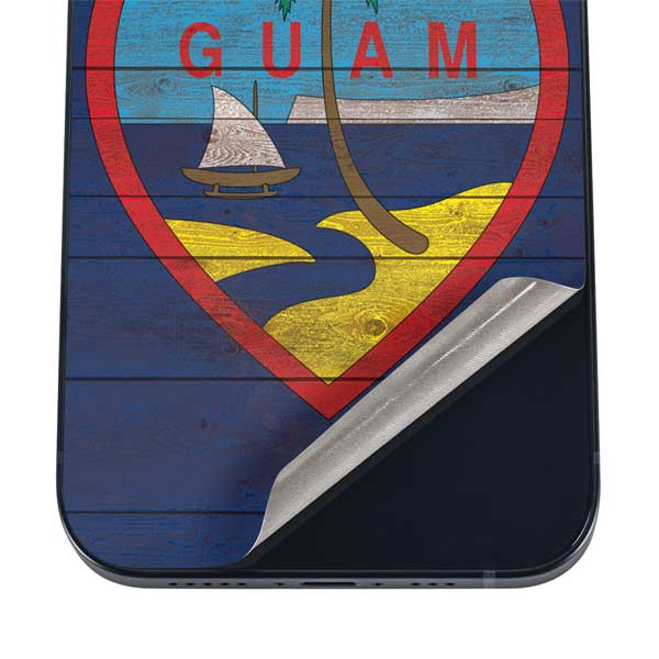 Guam Flag Dark Wood iPhone 17 Pro Skin