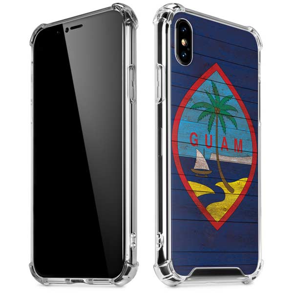 Guam Flag Dark Wood iPhone X/XS Clear Case