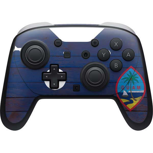 Guam Flag Dark Wood Nintendo Switch 2 (2025) Pro Controller Skin