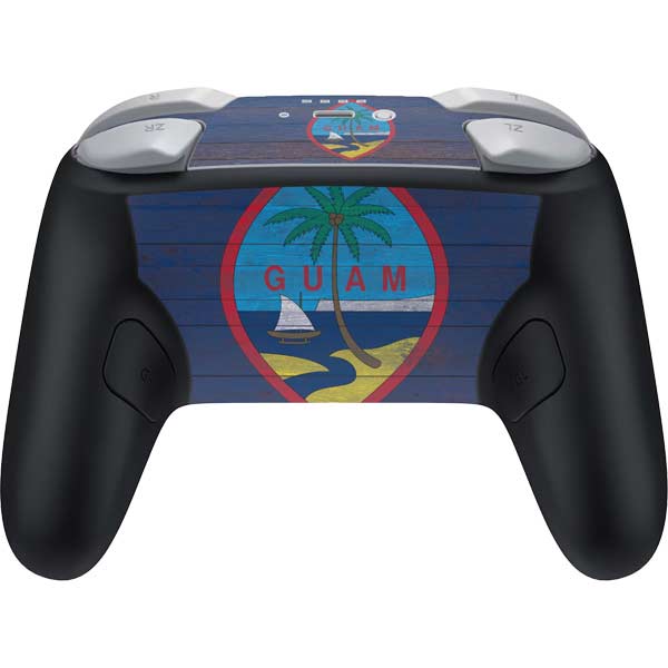 Guam Flag Dark Wood Nintendo Switch 2 (2025) Pro Controller Skin