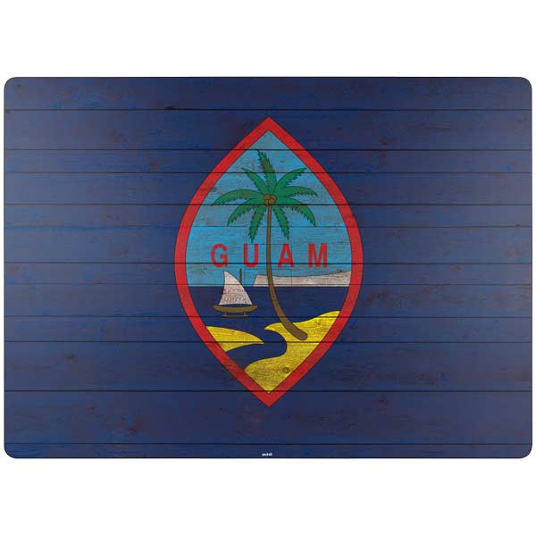 Guam Flag Dark Wood Surface Laptop 7 13.8in Skin