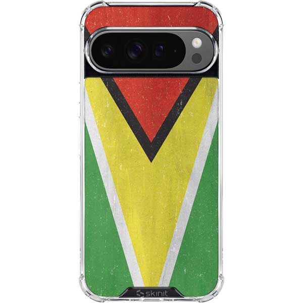 Guyana Flag Distressed Google Pixel 10 Pro XL Clear Case