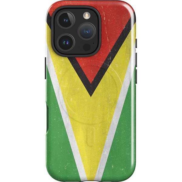 Guyana Flag Distressed iPhone 16 Pro Max Magsafe Impact Case