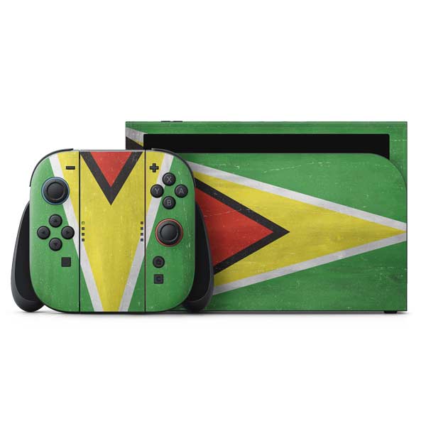 Guyana Flag Distressed Nintendo Switch 2 (2025) with Joy-Con Skin