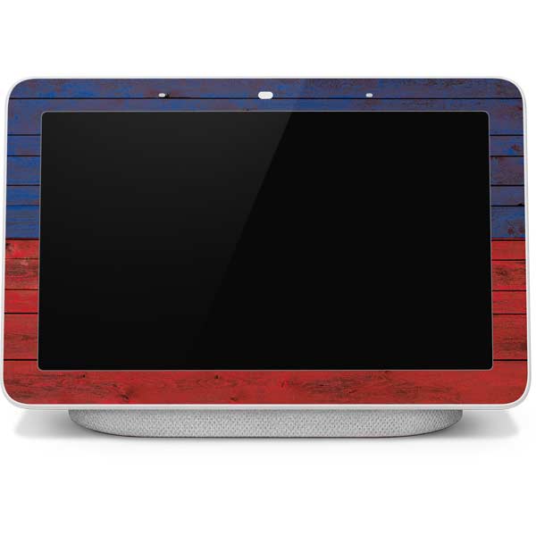 Haiti Flag Dark Wood Google Home Hub Skin