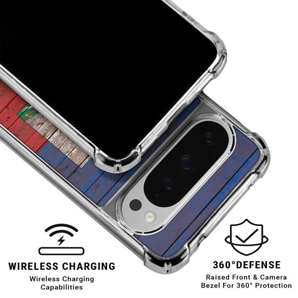 Haiti Flag Dark Wood Google Pixel 10 Pro Clear Case
