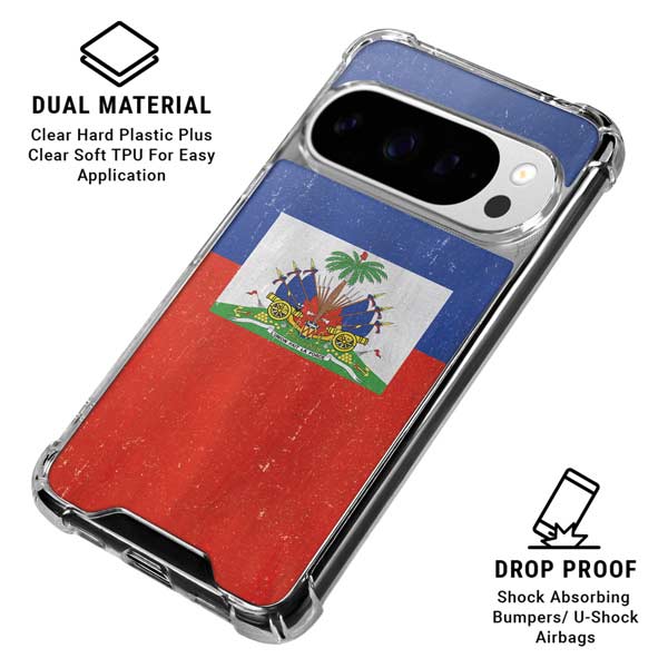 Haiti Flag Distressed Google Pixel 10 Pro XL Clear Case