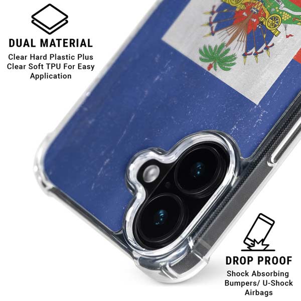 Haiti Flag Distressed iPhone 17 Clear Case