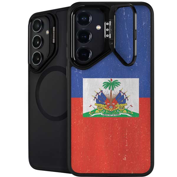Haitian Flag Distressed Galaxy S26 Kickstand Case