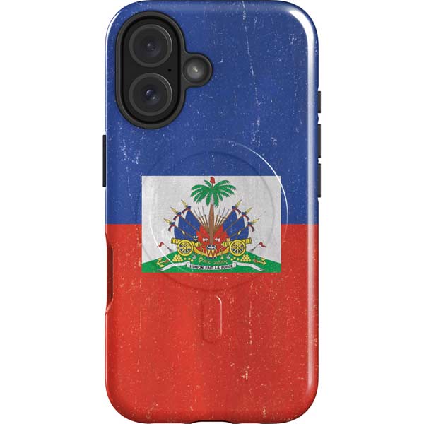 Haitian Flag Distressed iPhone 16 Magsafe Impact Case