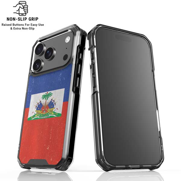 Haitian Flag Distressed iPhone 17 Pro Clear Case
