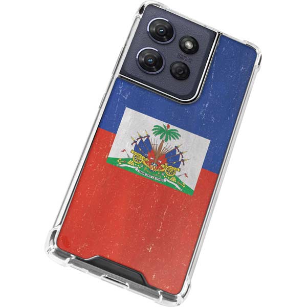 Haitian Flag Distressed Moto G 5G (2025) Clear Case