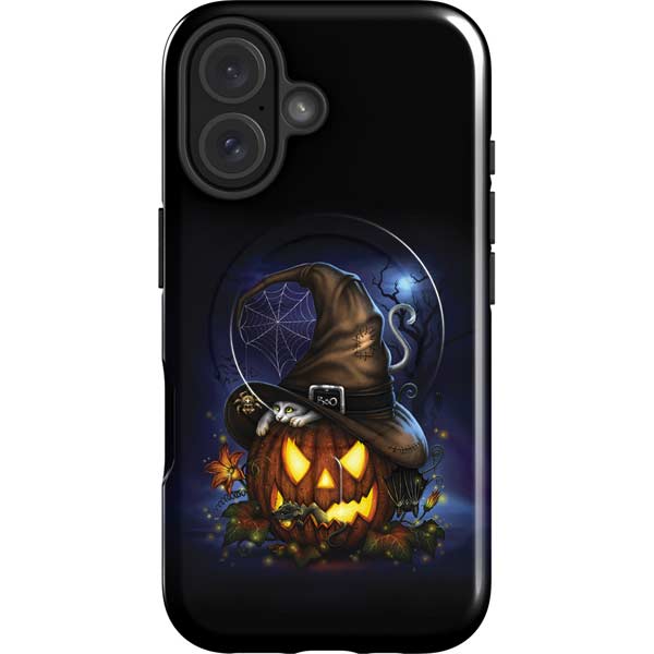 Halloween Cat and Jack O Lantern Pumpkin by Sarah Richter iPhone 16 Magsafe Impact Case