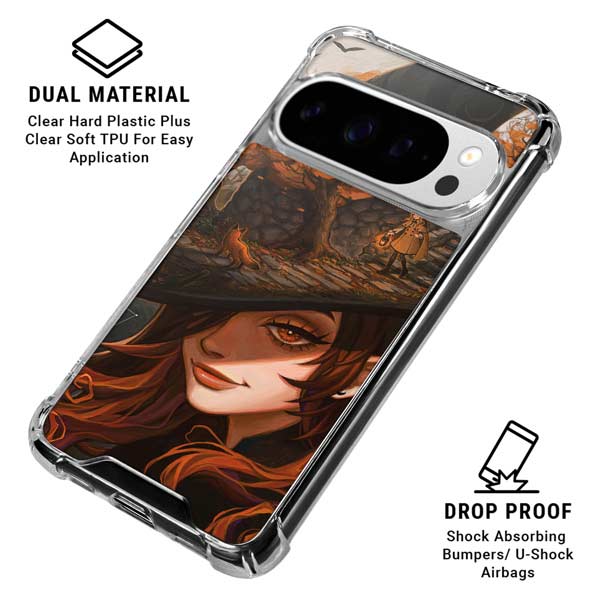 Halloween Pumpkin Witch with Fox by Ivy Dolamore Google Pixel 10 Pro Clear Case