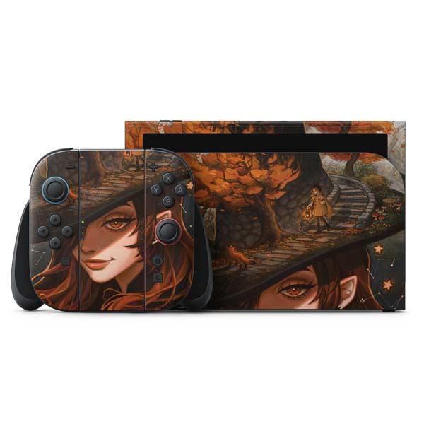 Halloween Pumpkin Witch with Fox by Ivy Dolamore Nintendo Switch 2 (2025) with Joy-Con Skin