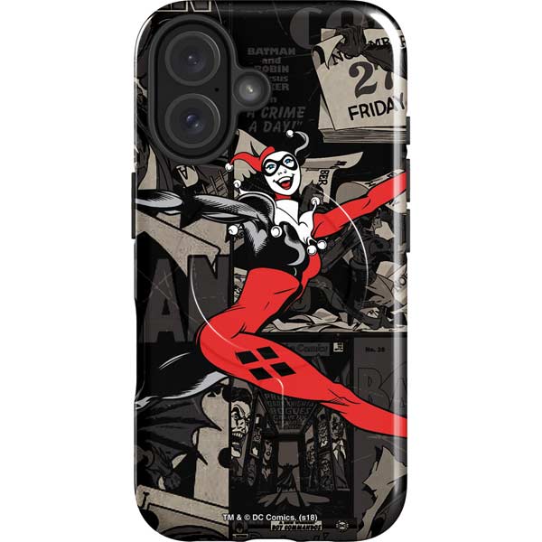 DC Comics Harley Quinn Vintage Action pose pattern iPhone 16 Plus Magsafe Impact Case